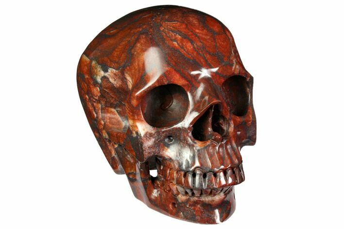 Realistic, Polished Red Picture Jasper Skull #151190